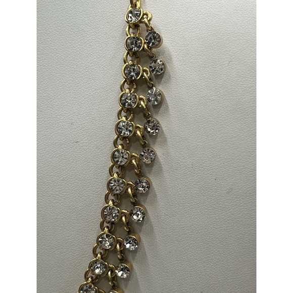J. Crew Linked Faceted Bezel Set Rhinestone Drops Gold Tone Necklace - Picture 6 of 12
